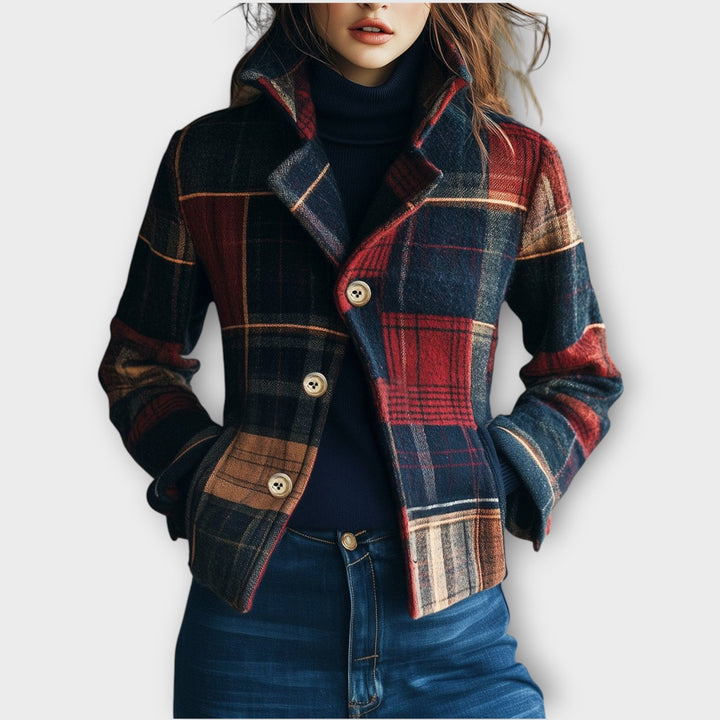 Chic Heritage Plaid Button Jacket