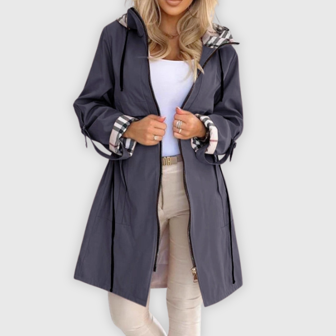 Elegant Hooded Mid-Length Trench Coat