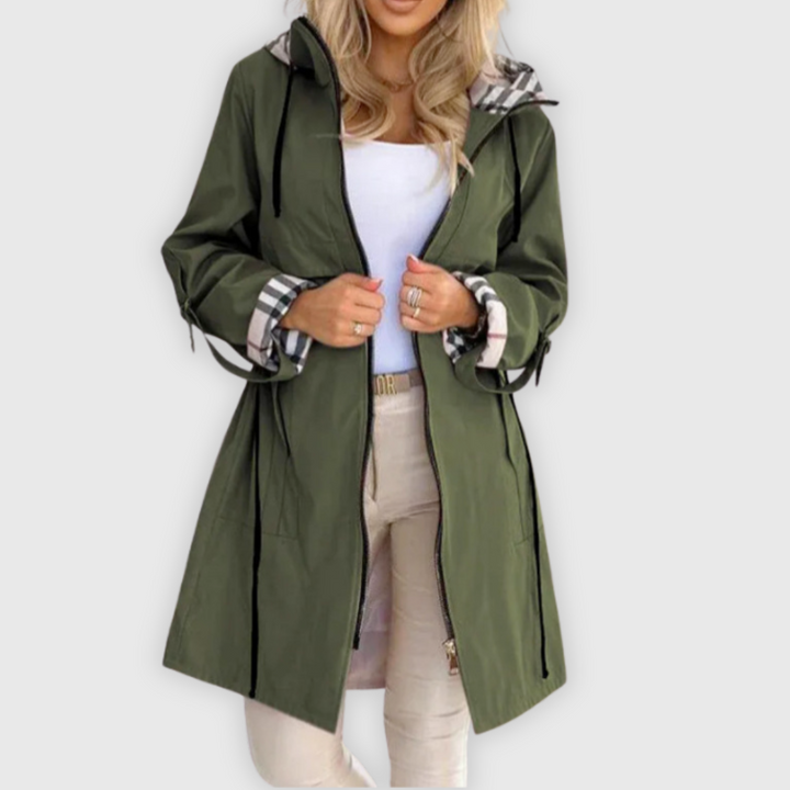 Elegant Hooded Mid-Length Trench Coat