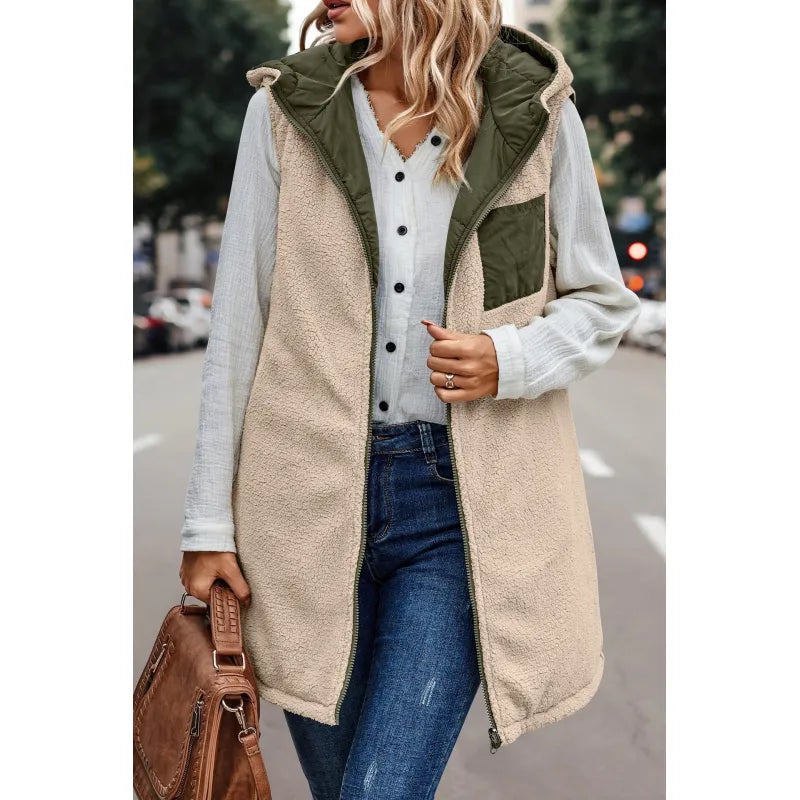 Veste sans manches en coton à capuche double face CosyHood™