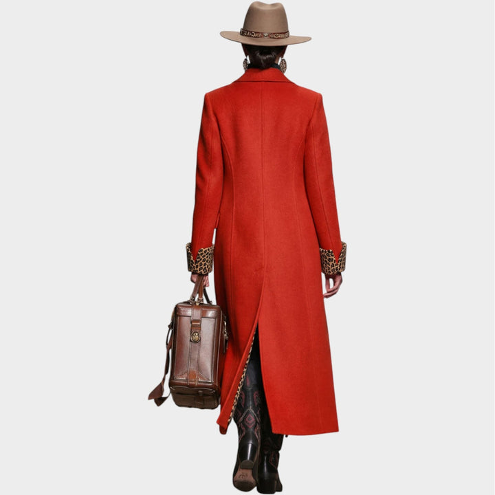 Red Statement Leopard-Lined Coat