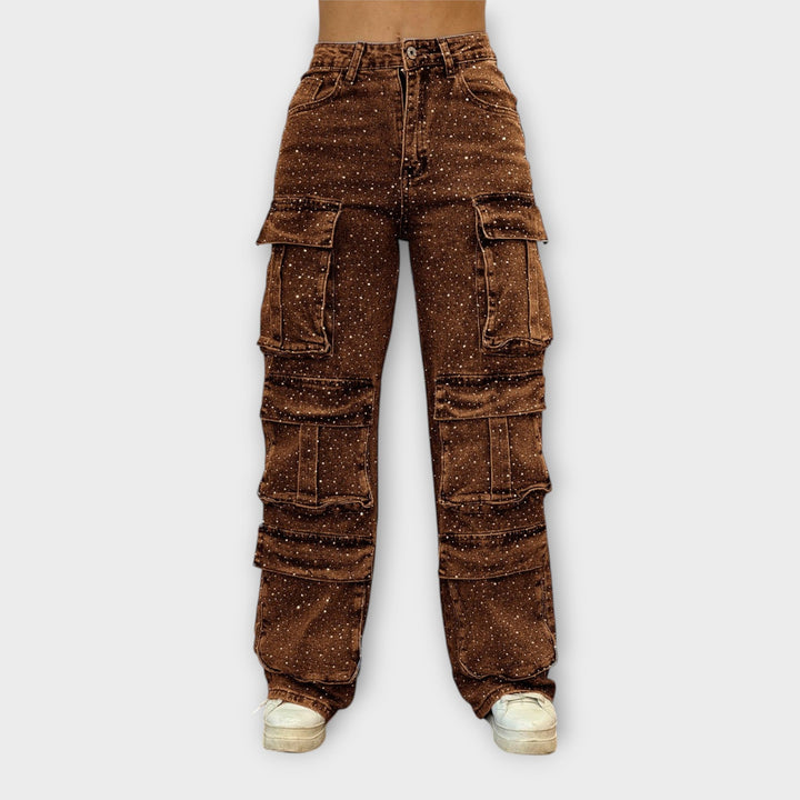Rhinestone Cargo Jeans