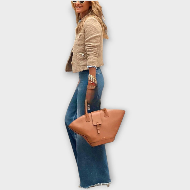 Textured Button-Front Tweed Jacket