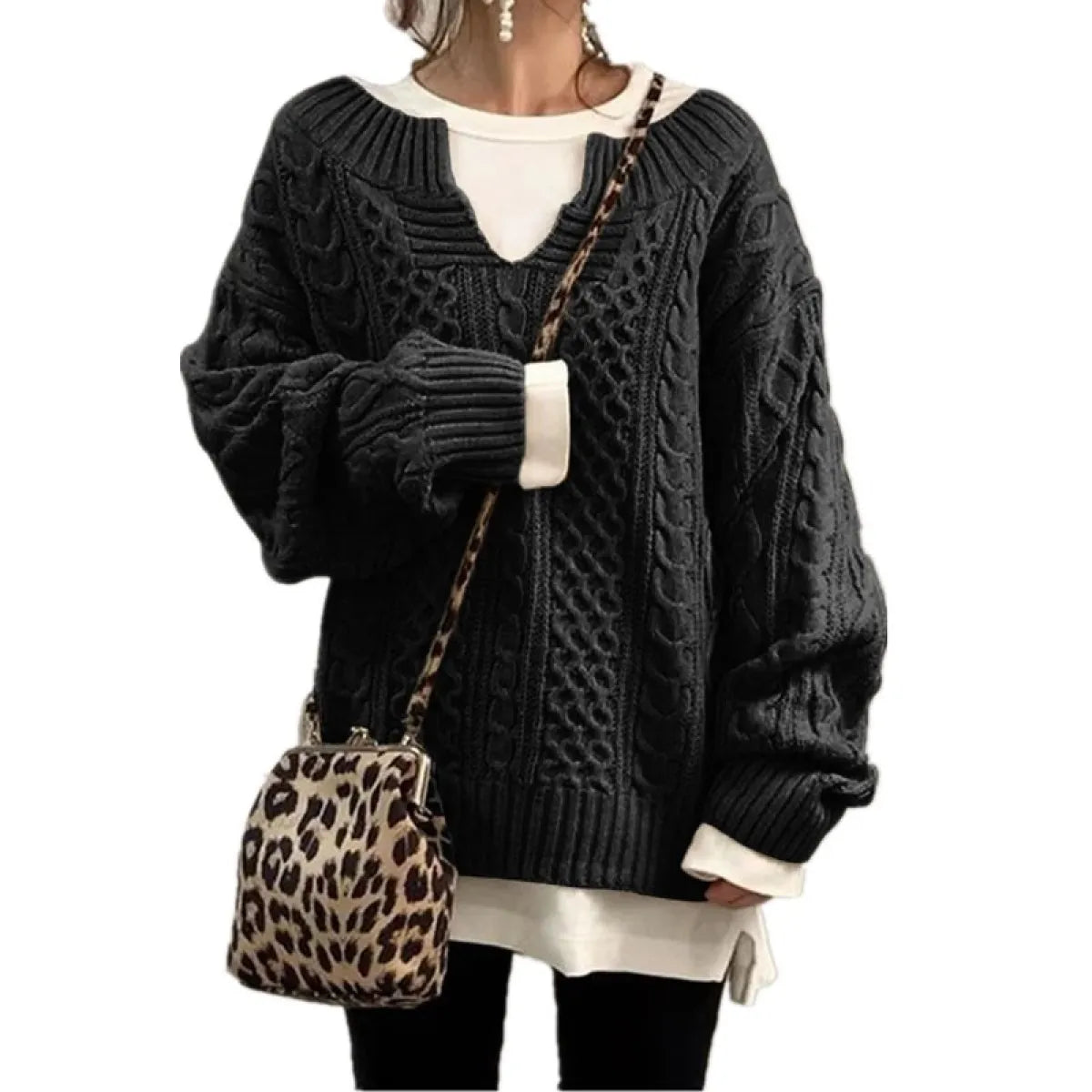 Pull à Manches Longues en Lin KnitLoom™ Modèle Décontracté
