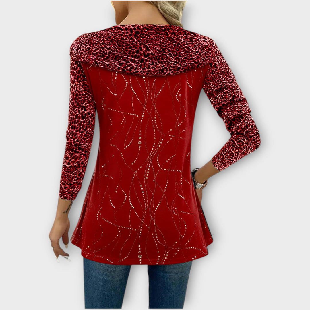 Velvet Embellished Long Sleeve Top