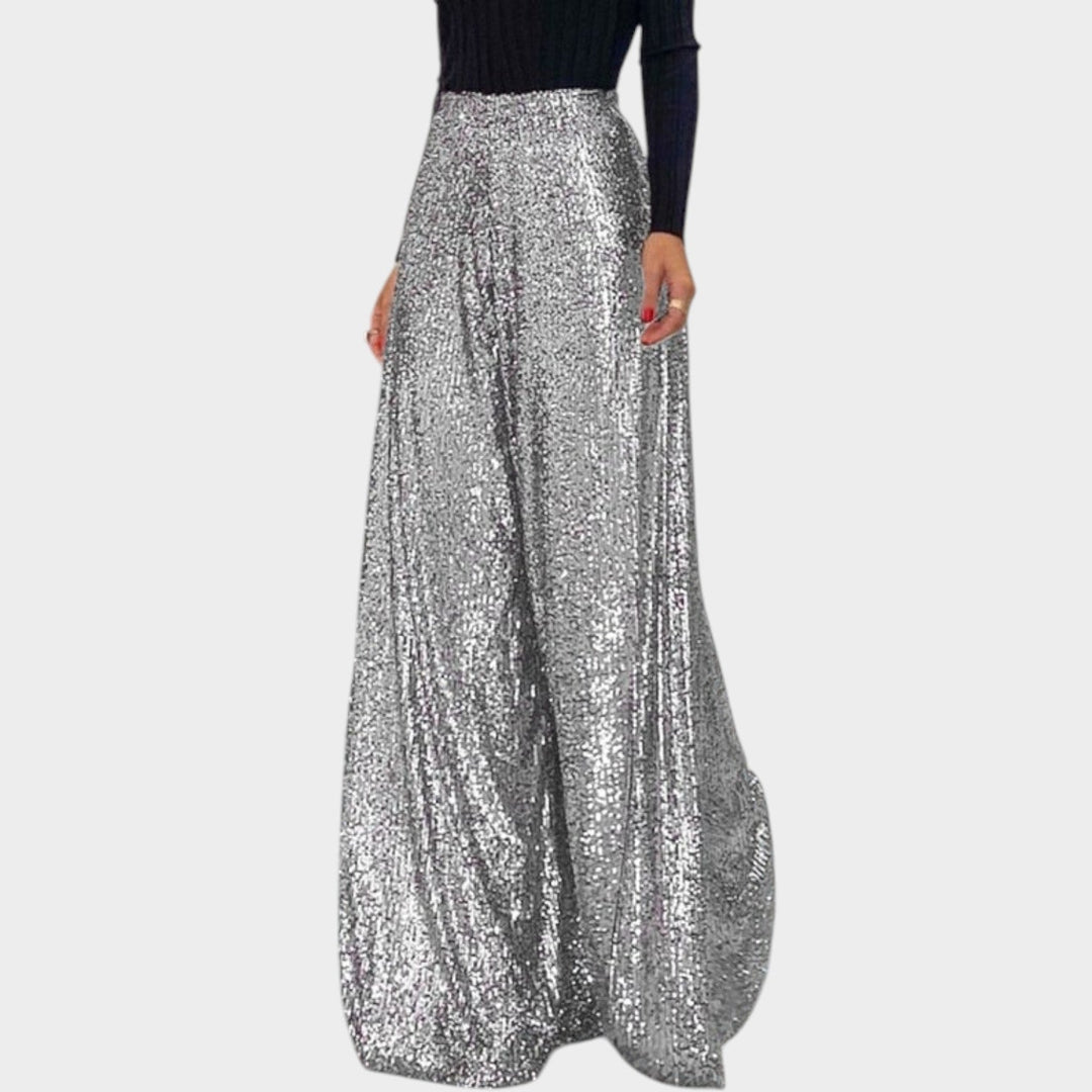 Elegant Sequin Wide-Leg Pants