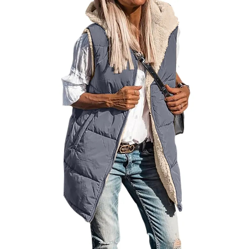 Veste sans manches en coton à capuche double face CosyHood™