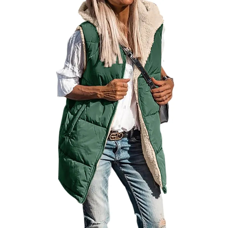 Veste sans manches en coton à capuche double face CosyHood™