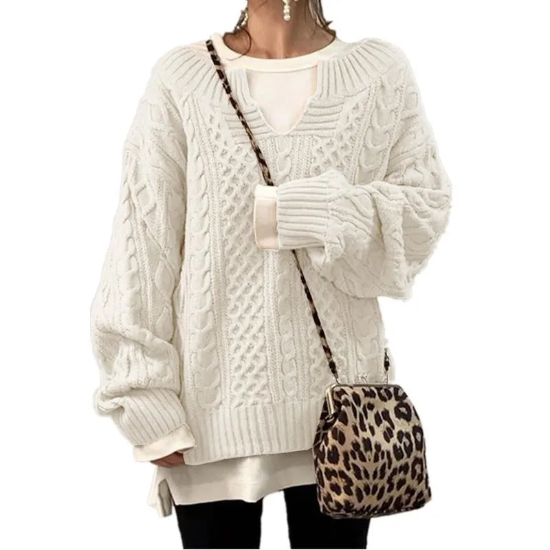 Pull à Manches Longues en Lin KnitLoom™ Modèle Décontracté