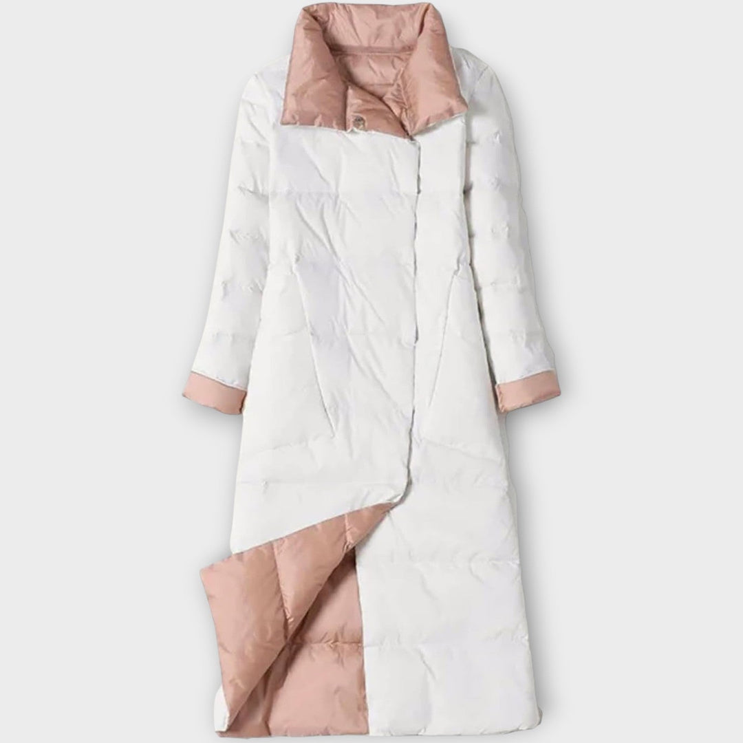 Two-Tone Long Puffer Coat