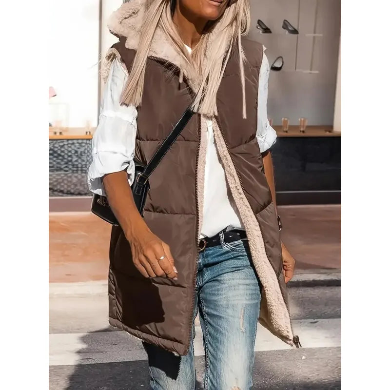 Veste sans manches en coton à capuche double face CosyHood™