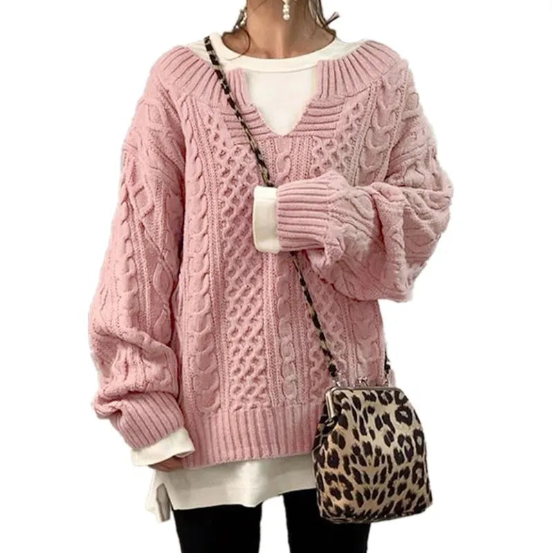 Pull à Manches Longues en Lin KnitLoom™ Modèle Décontracté