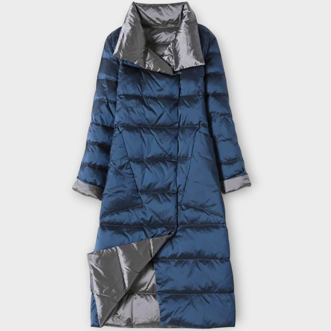 Two-Tone Long Puffer Coat