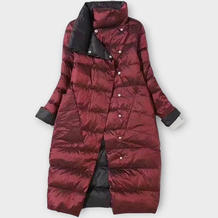Two-Tone Long Puffer Coat