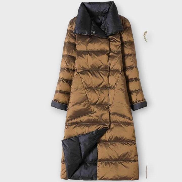 Two-Tone Long Puffer Coat