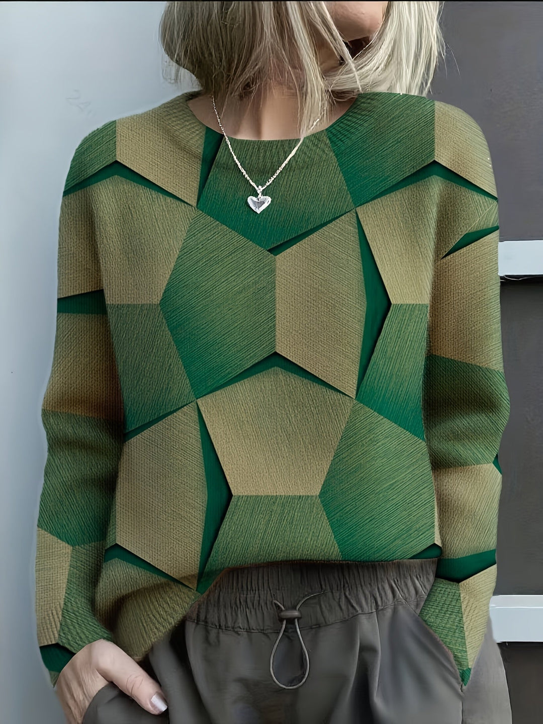 FELYSSIA - Knitted pullover with stylish 3D geometric print