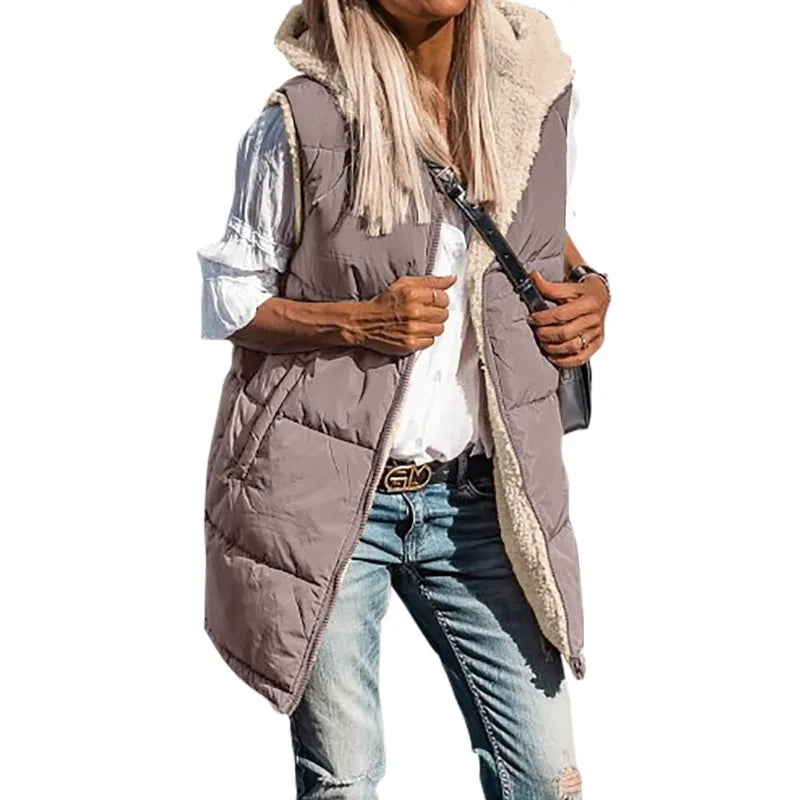 Veste sans manches en coton à capuche double face CosyHood™