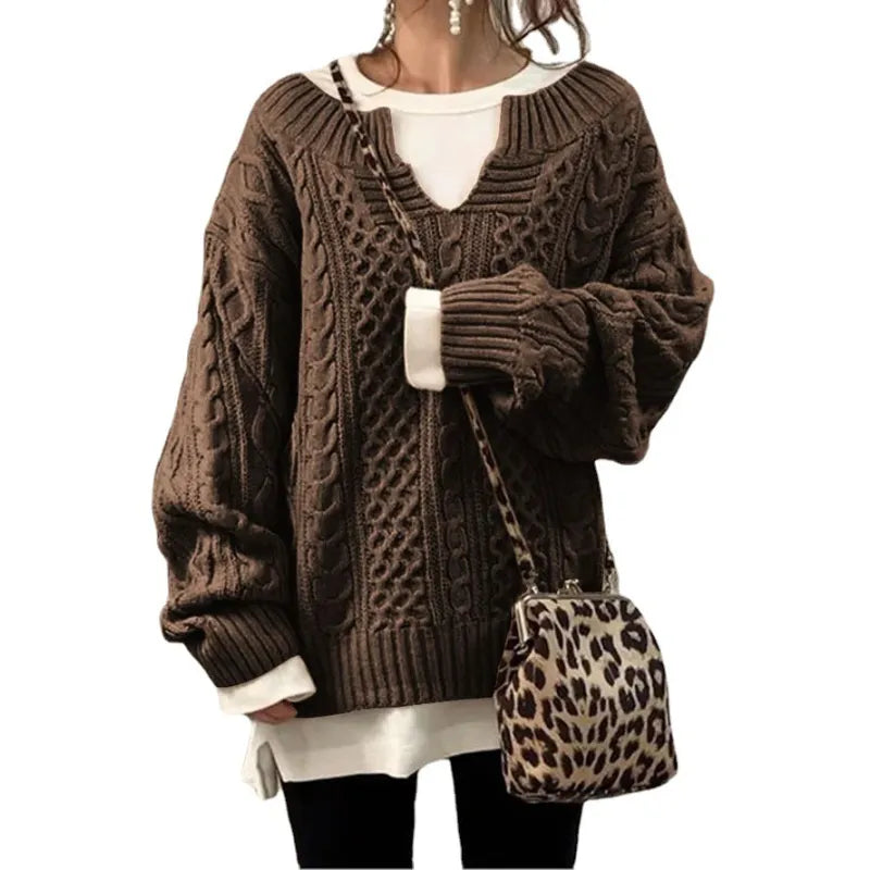 Pull à Manches Longues en Lin KnitLoom™ Modèle Décontracté
