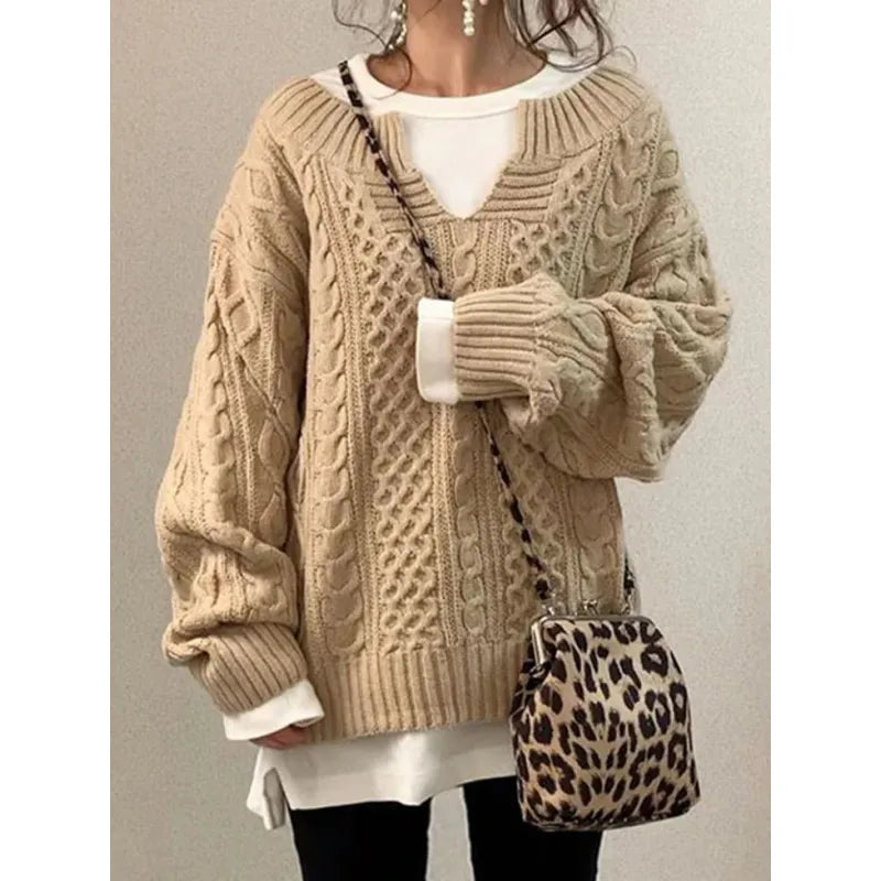 Pull à Manches Longues en Lin KnitLoom™ Modèle Décontracté