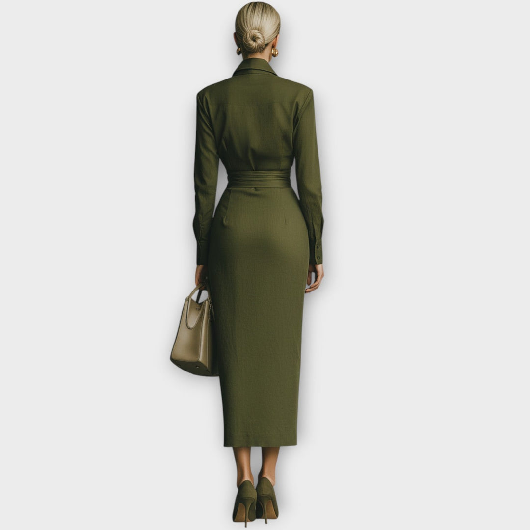 Sophisticated Wrap-Shirt Midi Dress