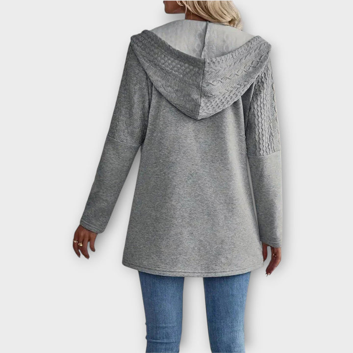 Cozy Knit-Panel Zip Hoodie Jacket