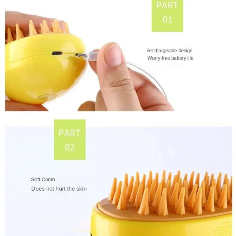 Brosse pour chat 3 en 1 à vapeur