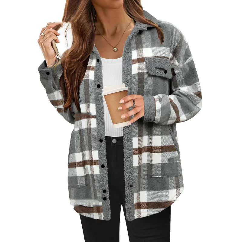 Veste polo à col contrastant pour femmes PlaidChic™
