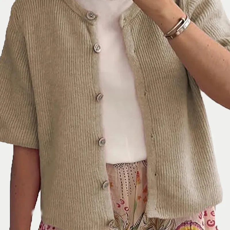 Cardigan décontracté à col semi-ouvert pour femmes ButtonEase™