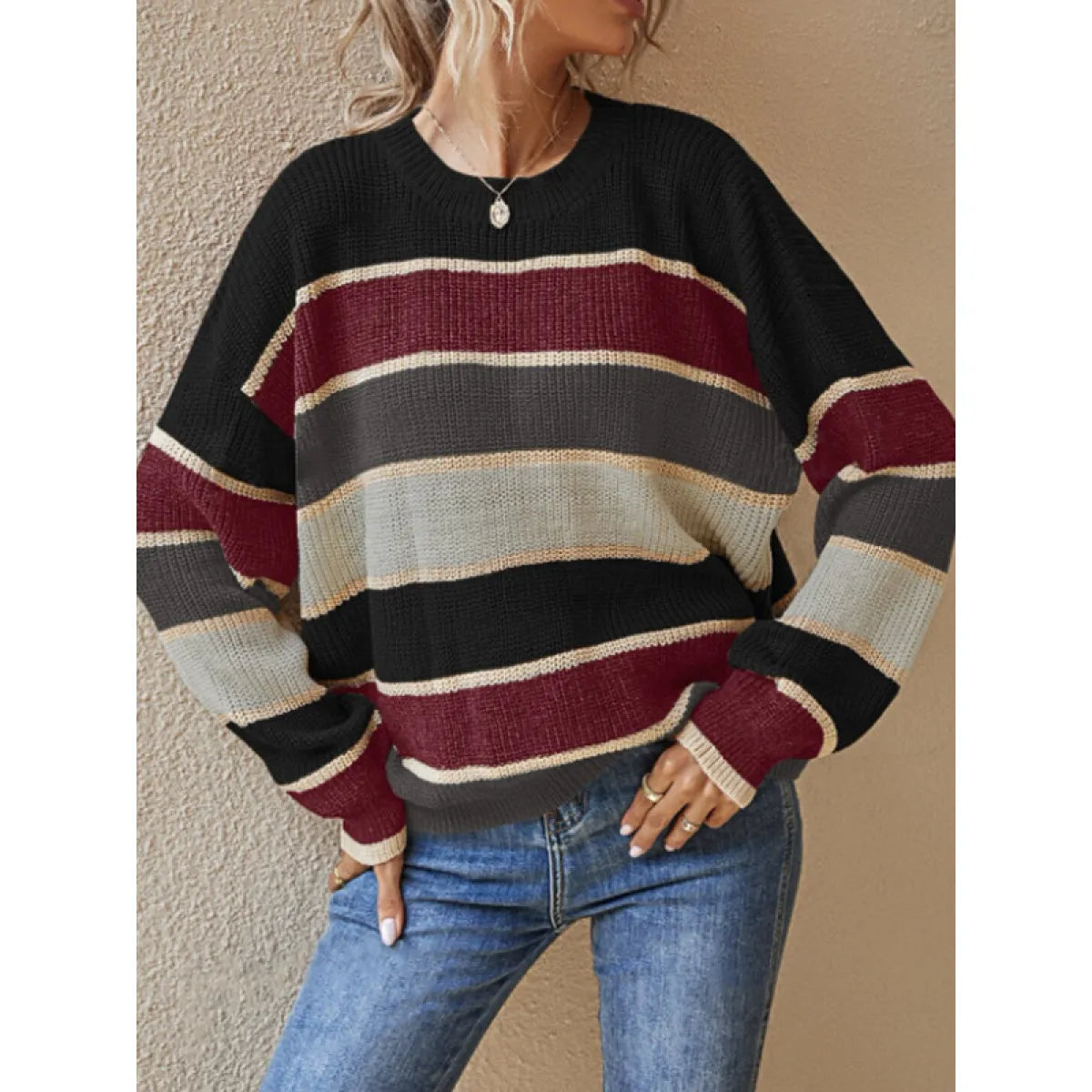 Pull à manches longues Cozy Stripes StripeEase™ pour femmes