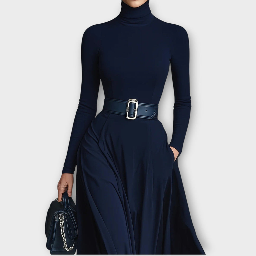 Elegant High-Neck Flowing Maxi Dress