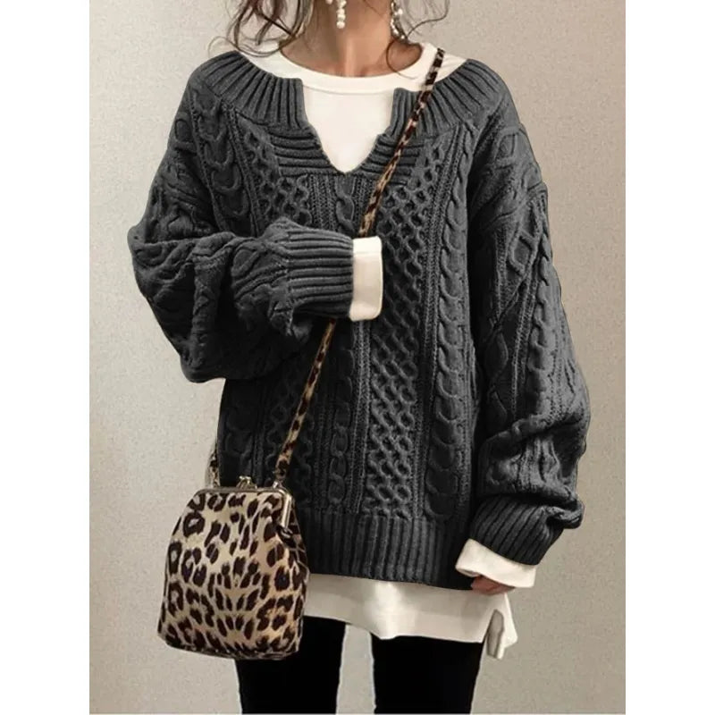 Pull à Manches Longues en Lin KnitLoom™ Modèle Décontracté