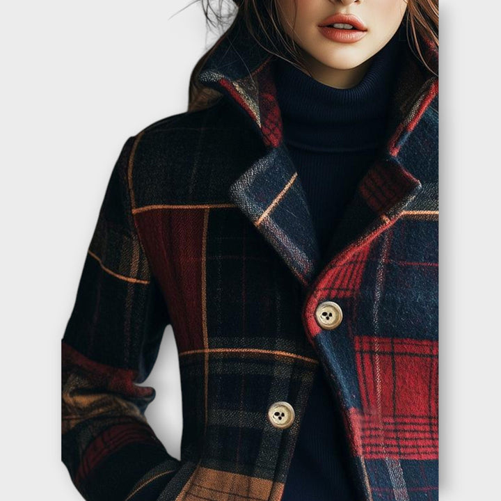 Chic Heritage Plaid Button Jacket