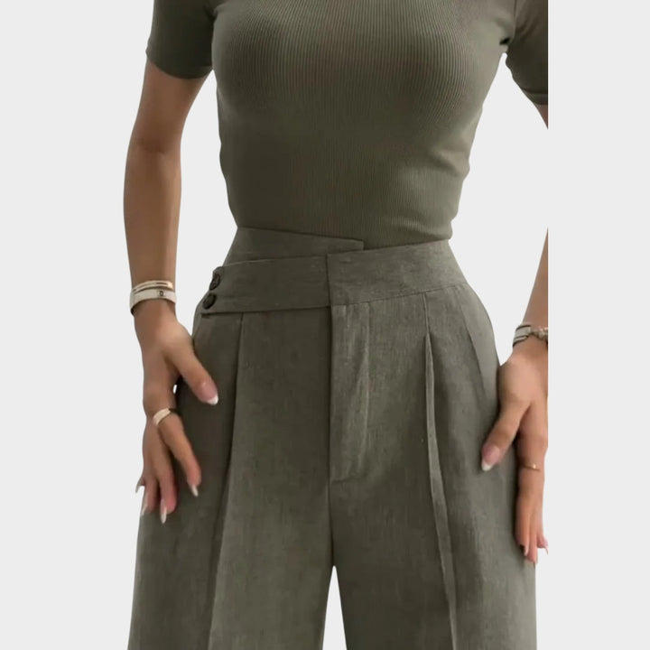 High-Waisted Tailored Wide-Leg Trousers