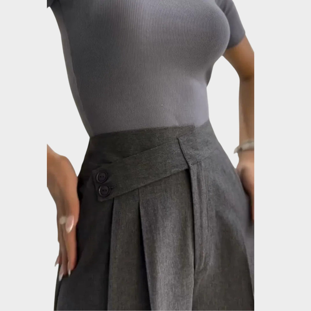 High-Waisted Tailored Wide-Leg Trousers