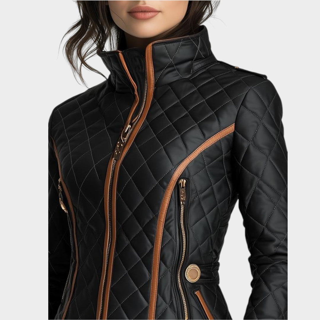 Quilted Faux Leather Statement Jacket