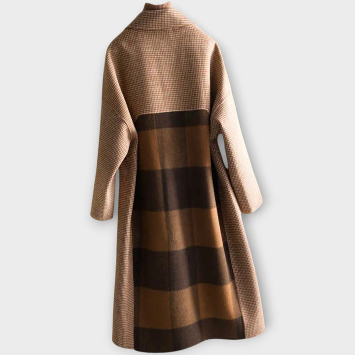 Elegant Patchwork Wool-Blend Coat