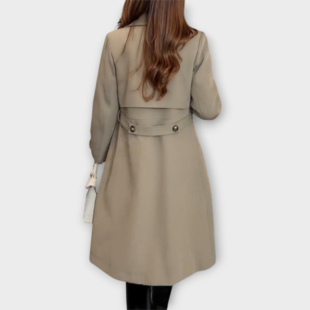 Classic Double-Breasted Trench Coat with Tailored Elegance