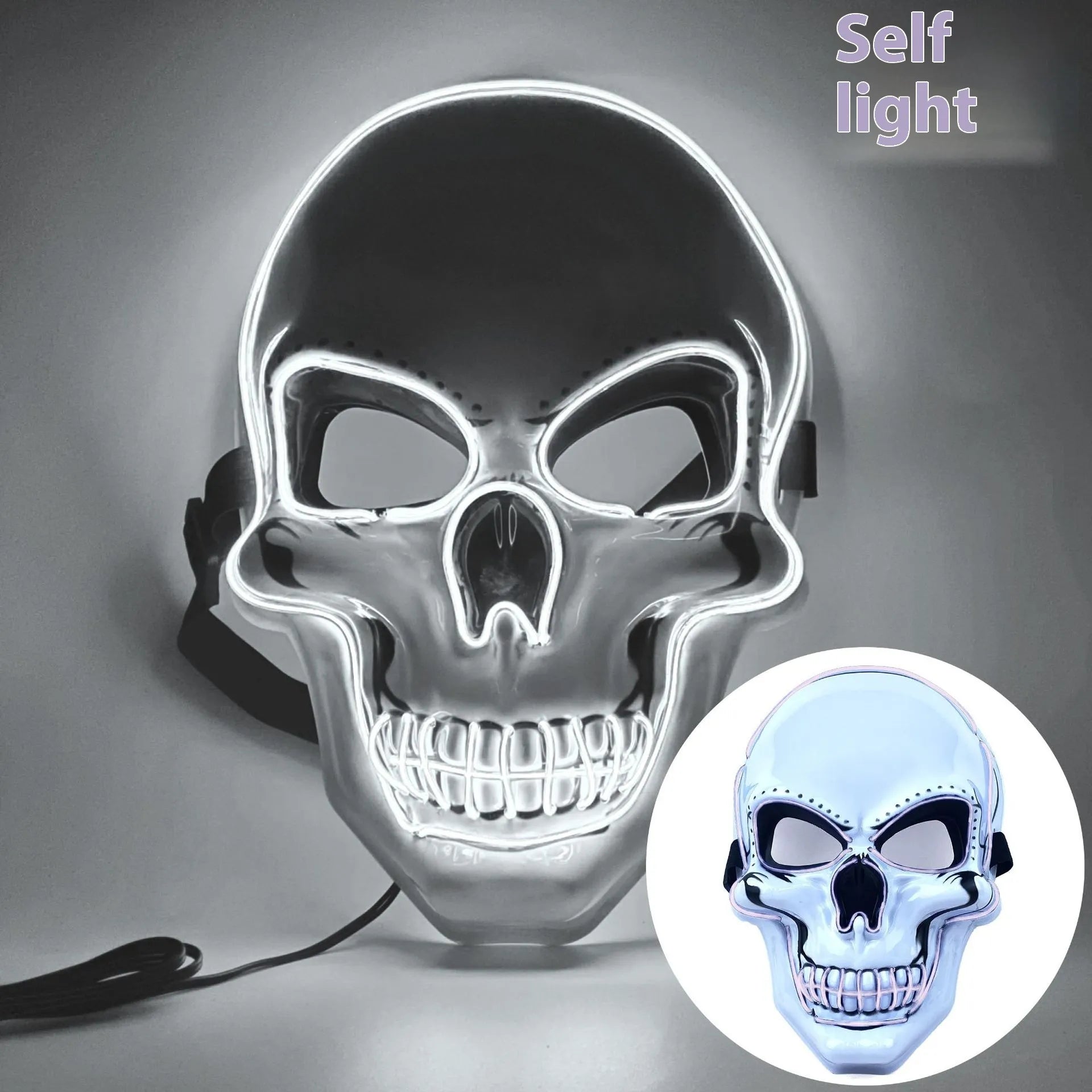 Masque de fête d'Halloween lumineux SkullGlow™ à LED
